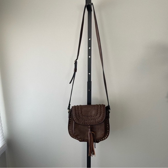 Antik Kraft Boho Fringe Tassel Crossbody Bag Purse Vegan Faux Leather Brown - Picture 3 of 11